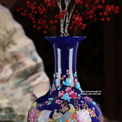 Bình Họa Tiết Chim Công - Tứ Quý